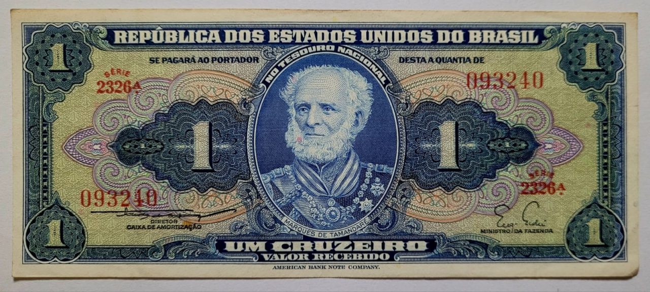 | Casa do Colecionador Cédula C011 - 1 (Um Cruzeiro) SOB/FE (Ano 1955)
