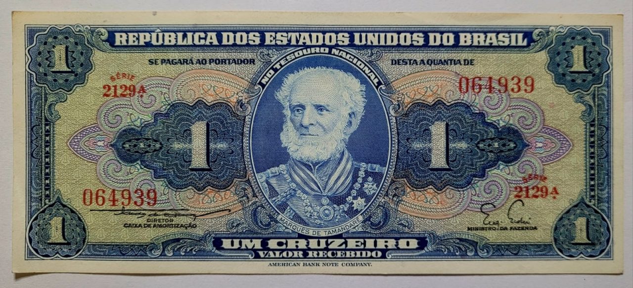 | Casa do Colecionador Cédula C011 - 1 (Um Cruzeiro) SOB/FE (Ano 1955)