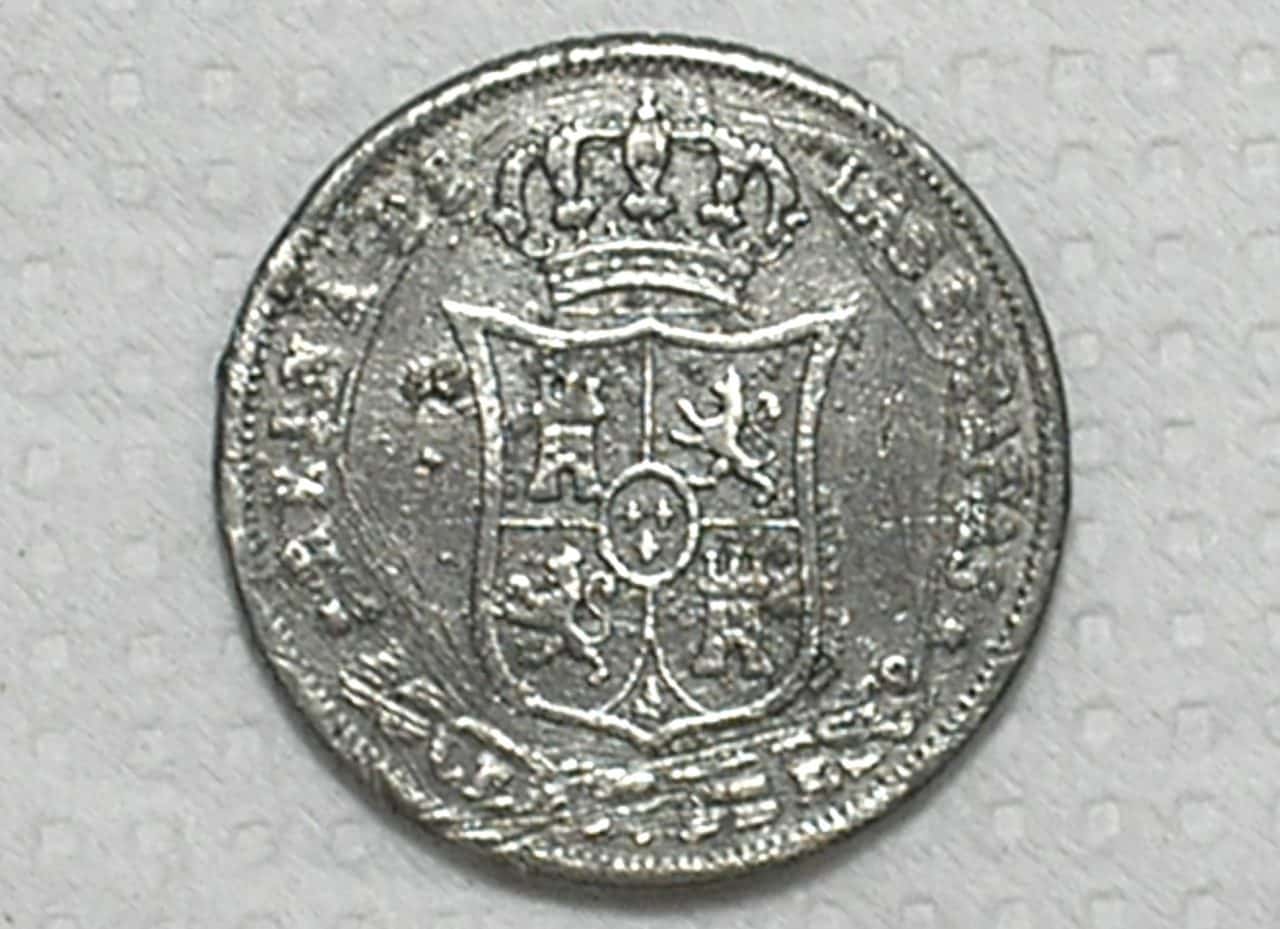 | Casa do Colecionador Espanha) 40 Centimos - 1867 / Estrela de 6 pontas / 28mm / Prata .810 / Mbc / box60