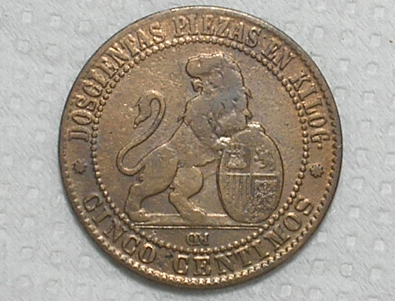 | Casa do Colecionador Espanha) 5 Centimos - 1870-om / Barcelona mint / Estrela de 8 pontas / Co / box60.2
