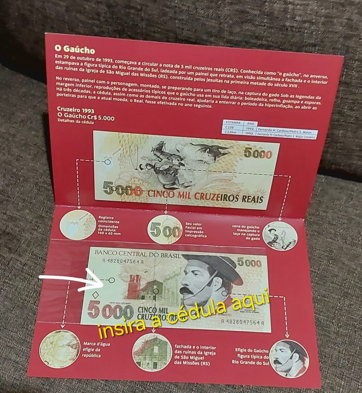 | Casa do Colecionador Folder para Cédula de 5.000 Cruzeiros Reais Sku 1632