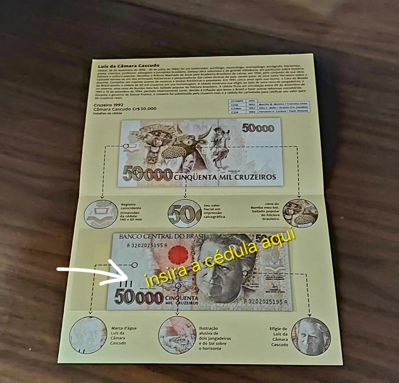 | Casa do Colecionador Folder para Cédula de 50.000 Cruzeiros 1628