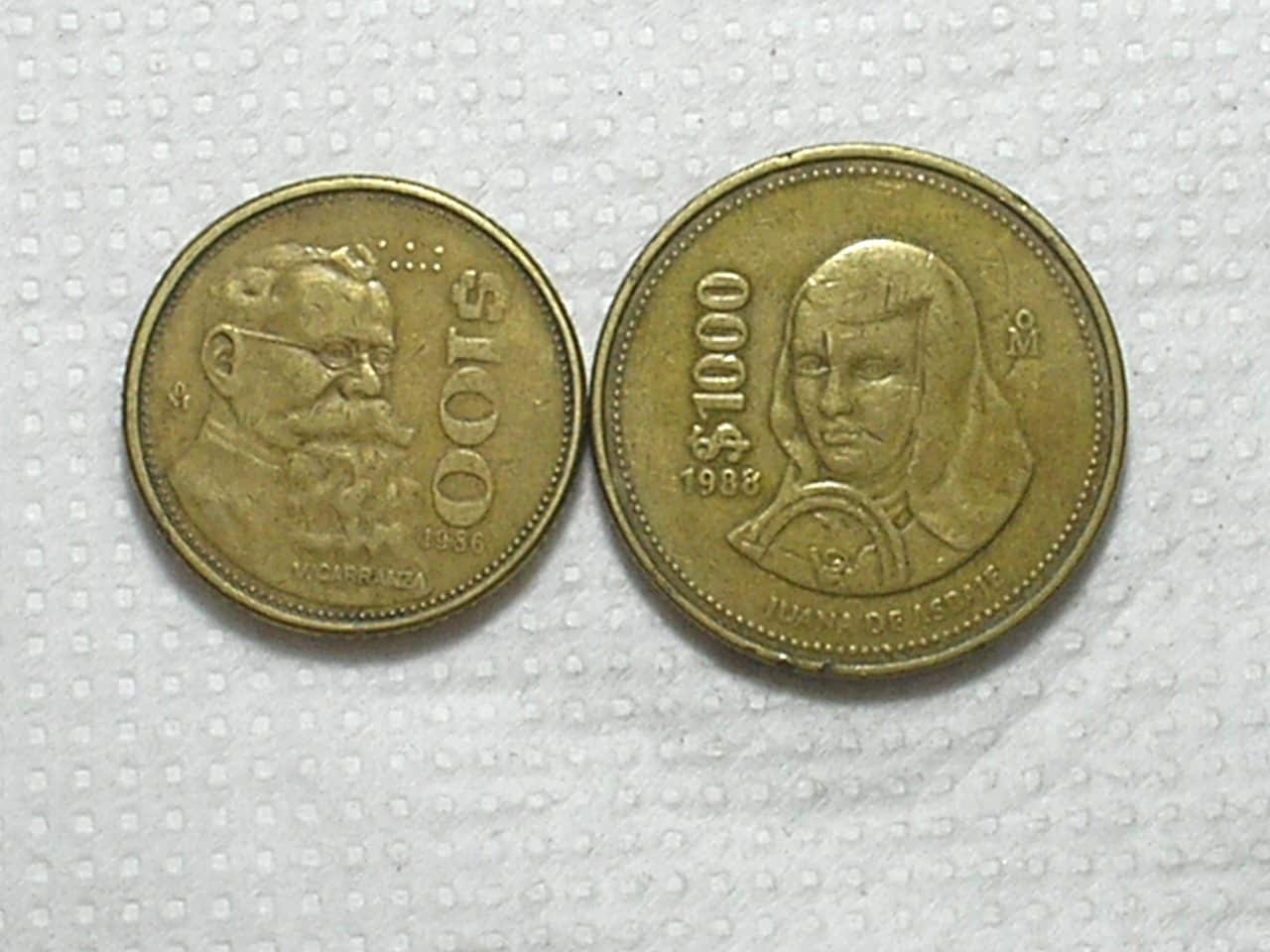 | Casa do Colecionador México) 100 Pesos - 1986 - 26.5mm + 1.000 Pesos - 1988 - 30.5mm / Bz/Al / box62