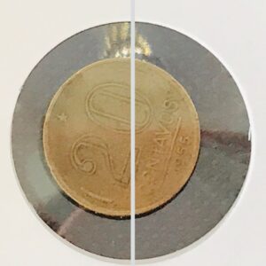 MOEDA 20 CENTAVOS 1955. REVERSO HORIZONTAL. ESCASSA