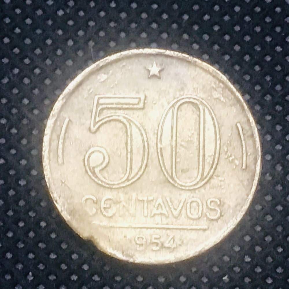 | Casa do Colecionador MOEDA 50 CENTAVOS 1954. FIM DE CHAPA. DUTRA. SOB