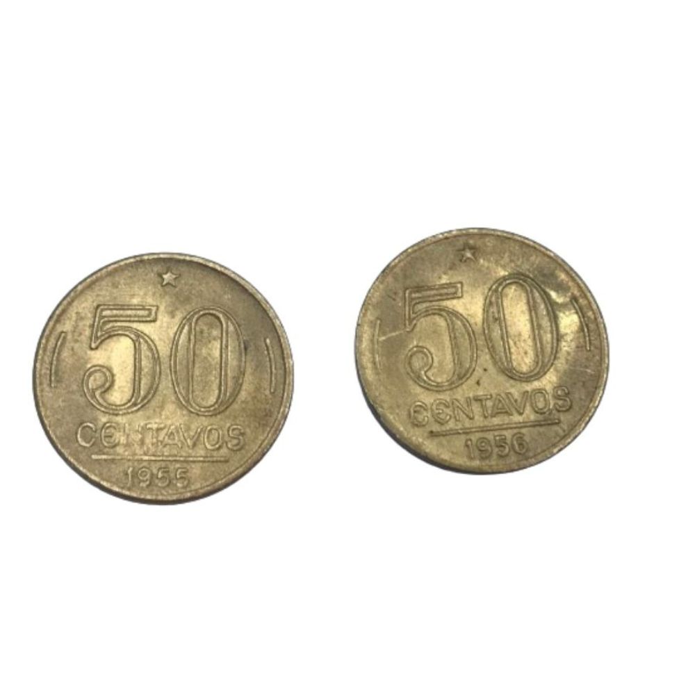 | Casa do Colecionador MOEDA 50 CENTAVOS 1955 E 1956 . BELO BRILHO. DUTRA