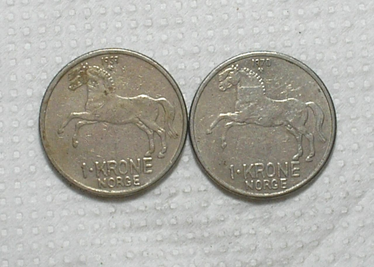 | Casa do Colecionador Noruega) 1 Krone - 1959 - 1970 / 7g - 23mm / Co/Ni / box62