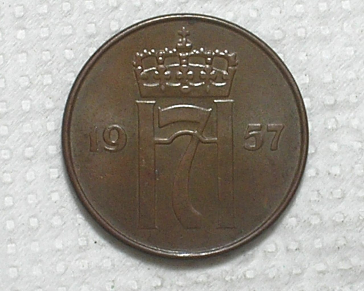 | Casa do Colecionador Noruega) 5 Ore - 1957 / 8g - 27mm / Sob / Bz / box62