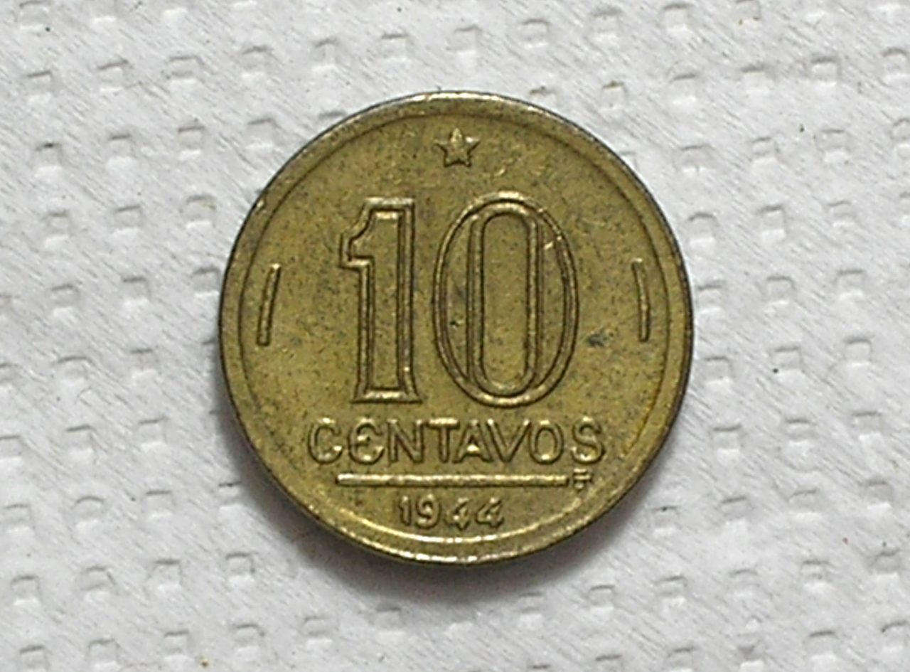 | Casa do Colecionador 10 Centavos - 1944 - Sem a sigla do gravador / Escassa / Mbc / Bz/Al / box64.3