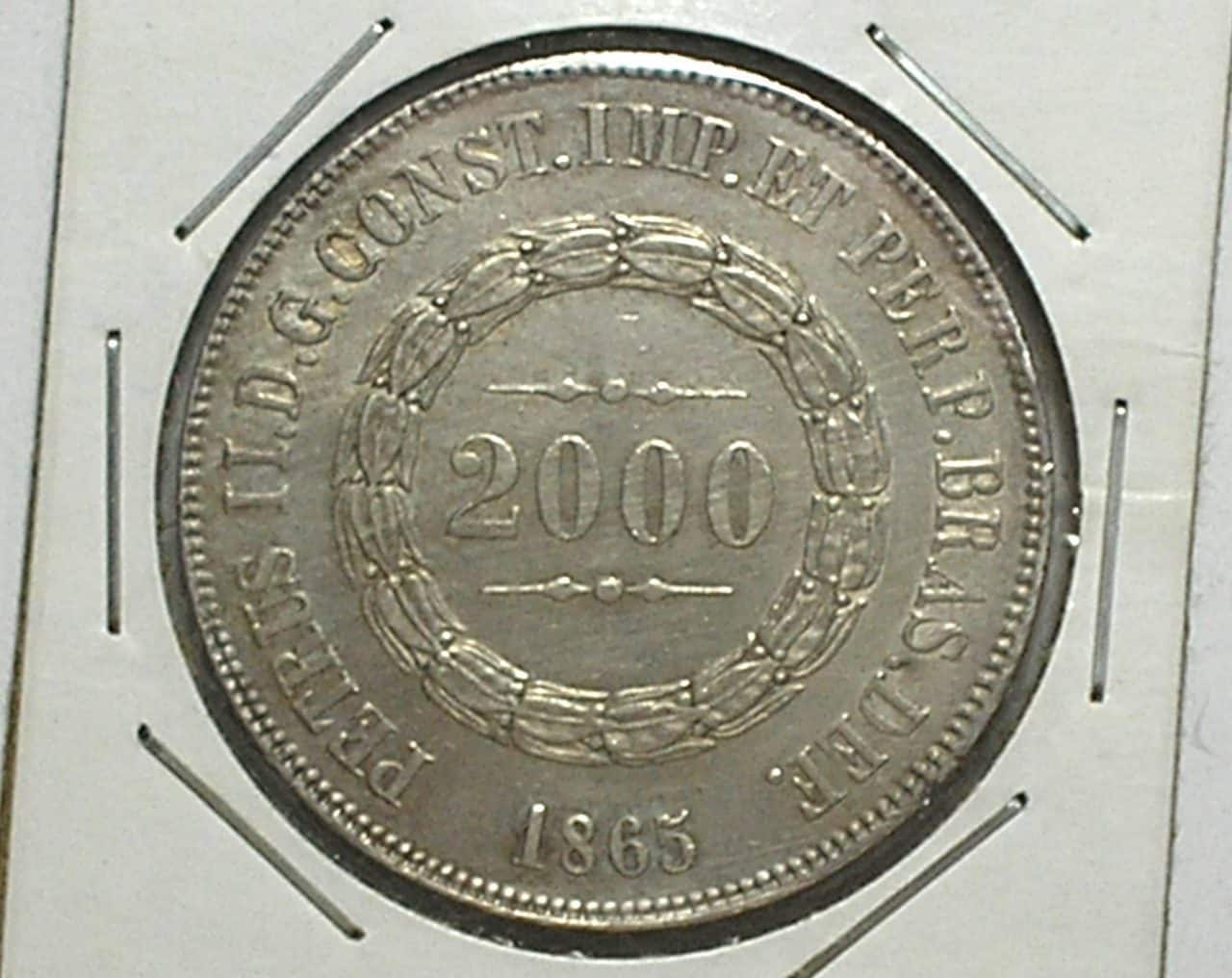 | Casa do Colecionador 2.000 Réis - 1865 // Império do Brasil // Soberba / Prata