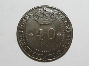 - 40 Réis - 1820 // Cunhada no Rio de Janeiro para Moçambique, São Tomé e Principe // 56 Perolas // Soberba / Cobre