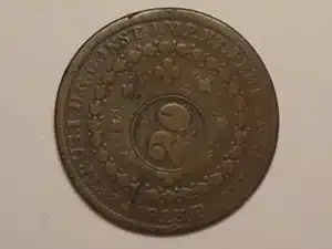 40 Réis - 1823 Rio // 28 Tulipas / 17 Frutos ramo esquerdo / /Florões Obliquos // Carimbo 20 // Mbc // 1ª Da Série