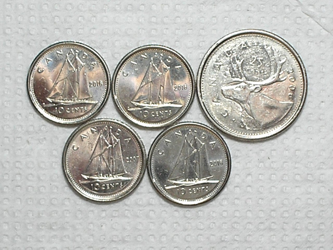 | Casa do Colecionador Canada) 10 Cents - 2007 - 3x2016 + 25 Cents - 2006 / 5 moedas / Ni / box64