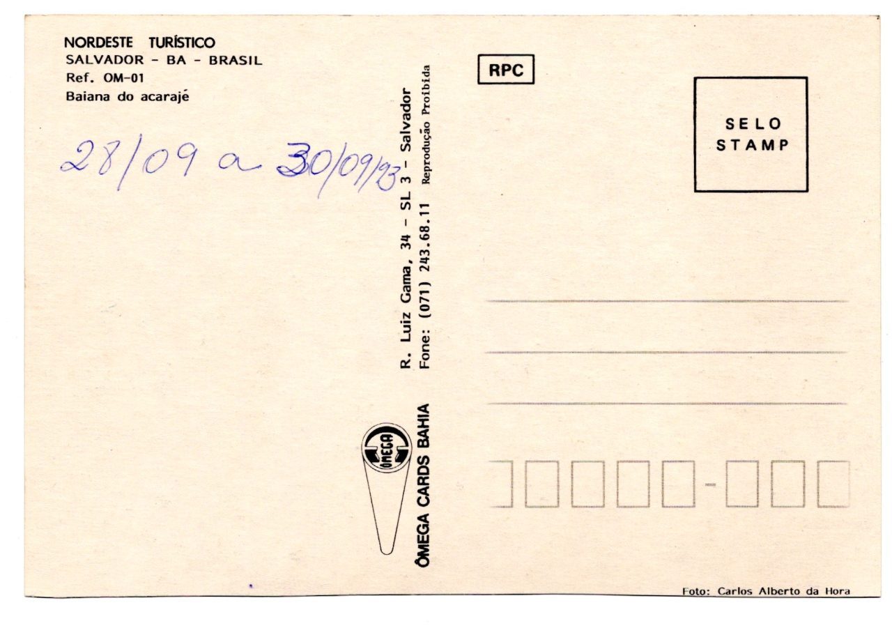 | Casa do Colecionador Cartão Postal Baiana do Acarajé - Salvador - Bahia - Anos 90