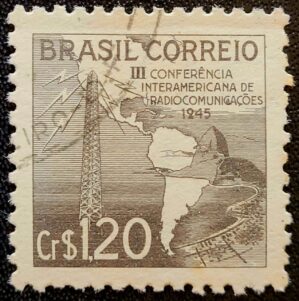 Comemorativos - RHM C0211 A (Usado - Variedade) 3ª Conferência Sulamericana de Radio Comunicações/RJ - 03/09/1945