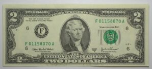 - Estados Unidos / 2 Dollars - 2003-a / Flor de Estampa / Selo Verde - Letra F / Jefferson - 8070