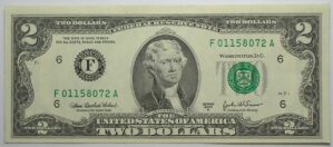 Estados Unidos / 2 Dollars - 2003-a / Flor de Estampa / Selo Verde - Letra F / Jefferson - 8072