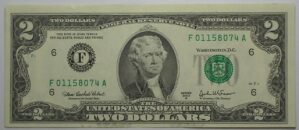 Estados Unidos / 2 Dollars - 2003-a / Flor de Estampa / Selo Verde - Letra F / Jefferson - 8074