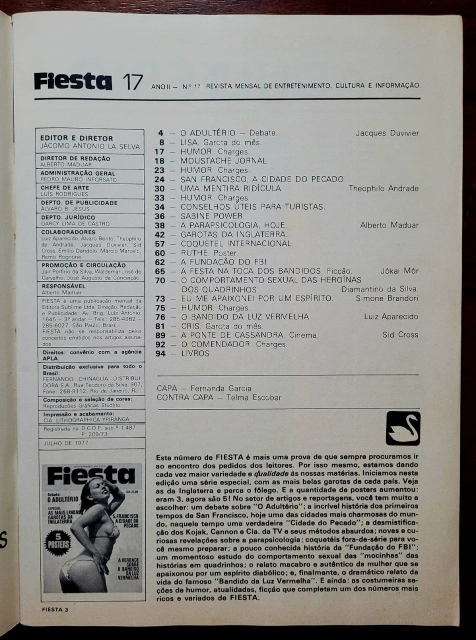| Casa do Colecionador Fiesta Nº 17 - As mais Lindas Garotas da Inglaterra (Revista com 5 Pôsters) Julho 1977