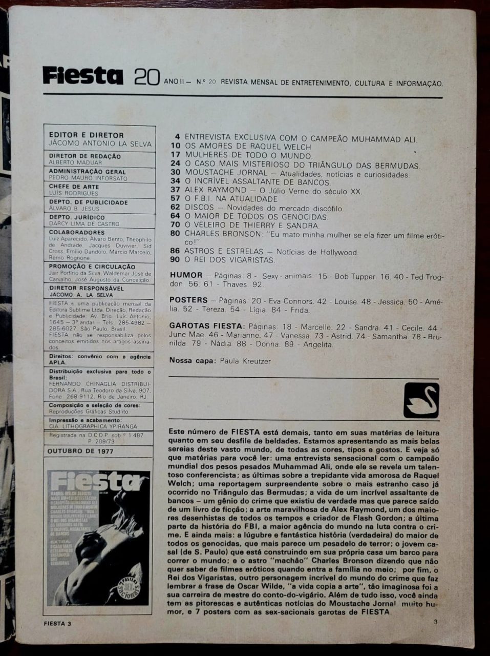| Casa do Colecionador Fiesta Nº 20 - Mulheres de Todo o Mundo (Revista com 7 Pôsters) Outubro 1977