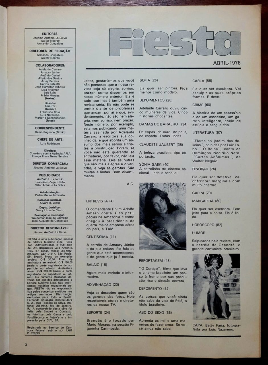 | Casa do Colecionador Fiesta Nº 26 - Capa Betty Faria (Revista com Pôster) Abril 1978