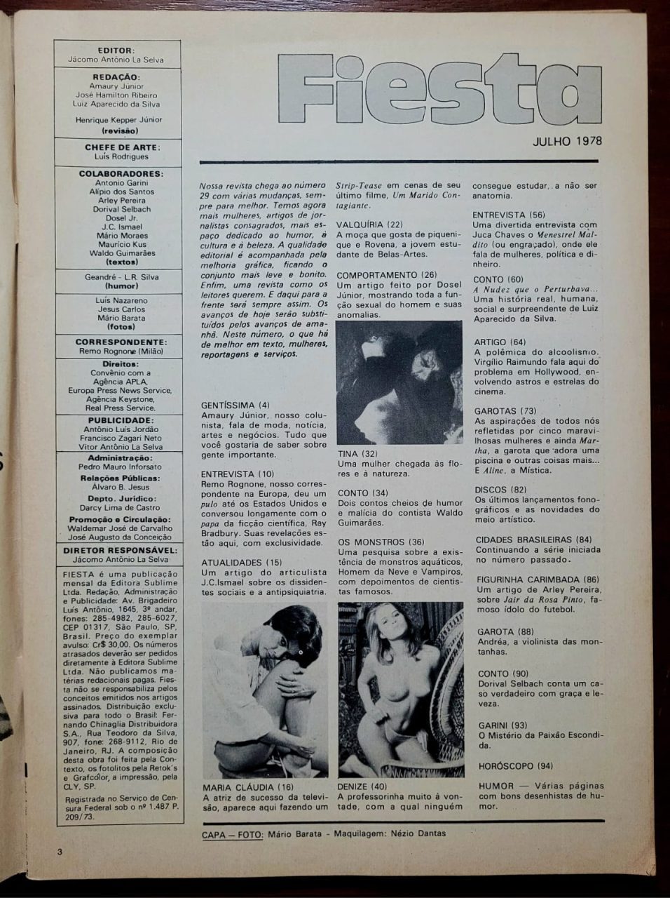 | Casa do Colecionador Fiesta Nº 29 - Maria Cláudia (Revista com Pôster) Julho 1978
