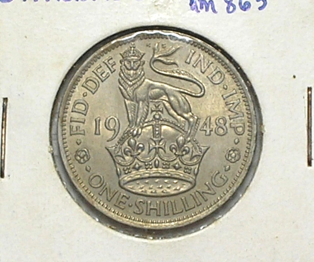 | Casa do Colecionador Inglaterra) 1 Shilling - 1948 / Georgivs VI / Flor de Cunho / English crest - Leão em pé / Co/Ni / m520
