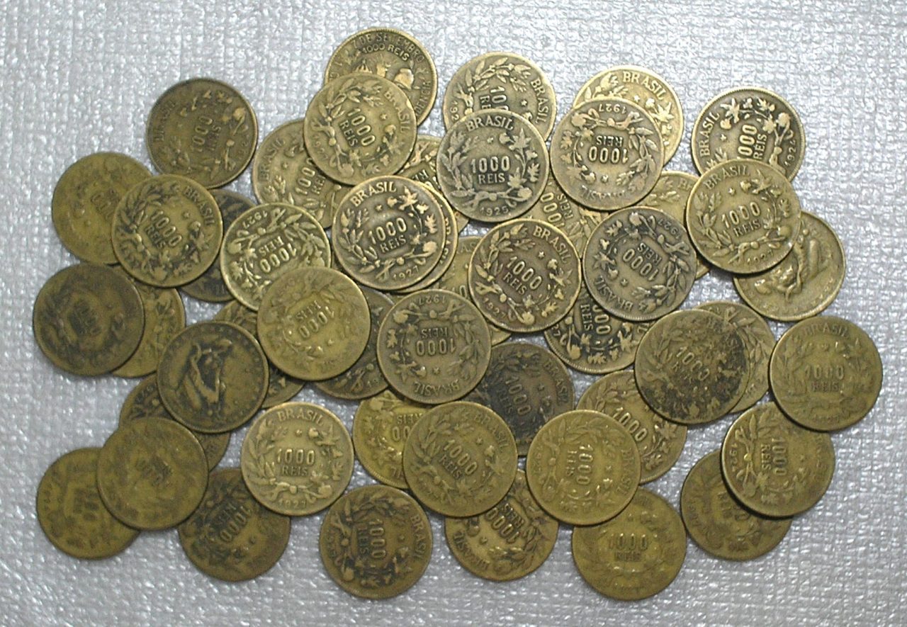 | Casa do Colecionador Lotão 50 Moedas de 1.000 Réis Busto da republica em Bronze