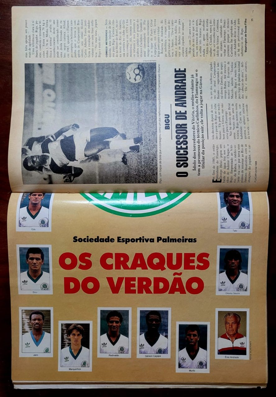 | Casa do Colecionador Placar Nº 0933 - 1988 | O Inferno de Marinho, Pôster do Fluzão e Craques do Verdão