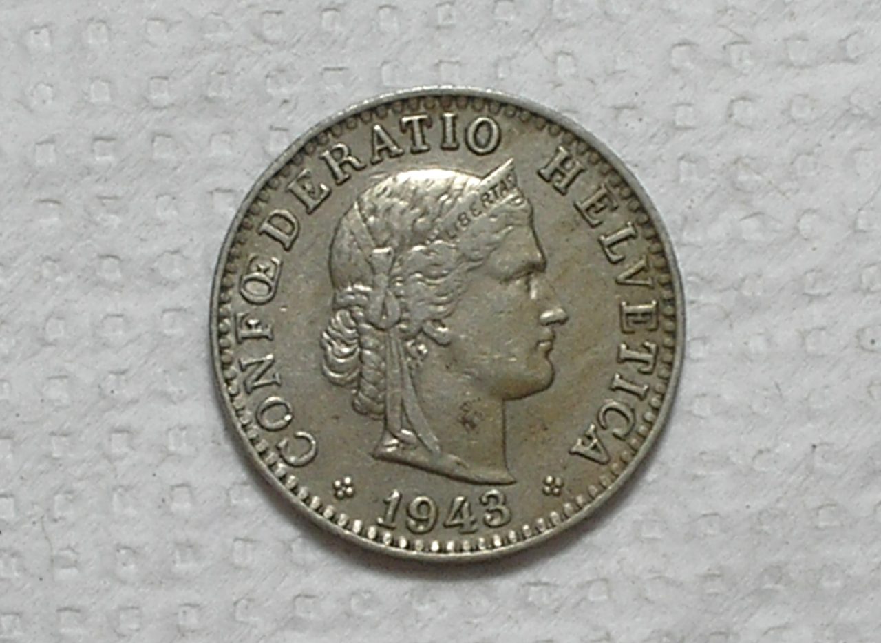 | Casa do Colecionador Suiça) 20 Rappen - 1943 / 4.2g - 21mm / Co/Ni / box64