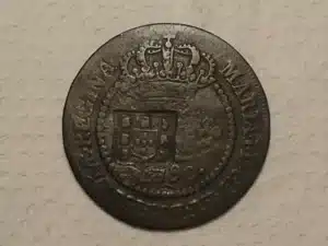 X Rs. - 1790 // Data entre Florões com Ponto // Coroa baixa // 46 Perolas // Escudete // Bc/Mbc / Cobre