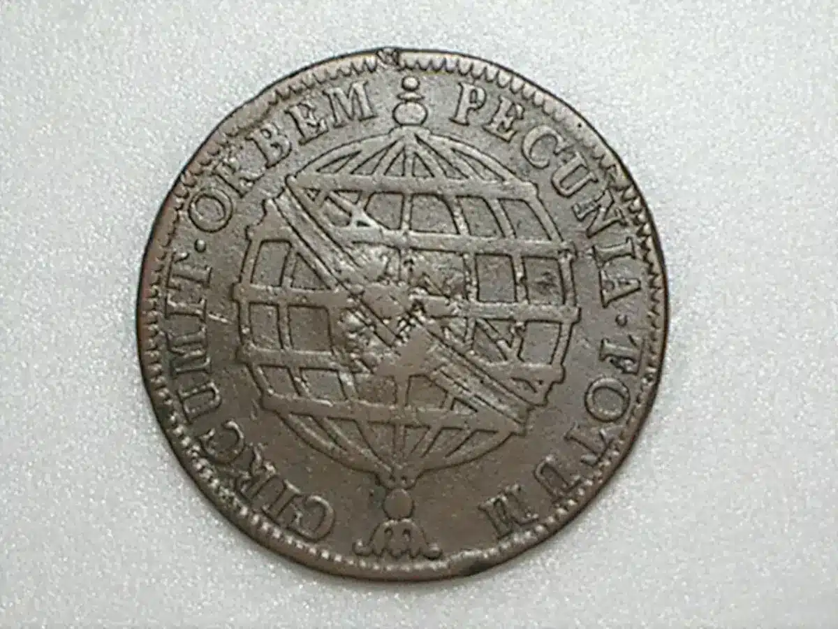 | Casa do Colecionador - Xx Rs. 1776 // Raríssima Variante Ponto Entre AS de Bra.sil // Coroa Alta // 43 Perolas // Escudete // Mbc // Cobre