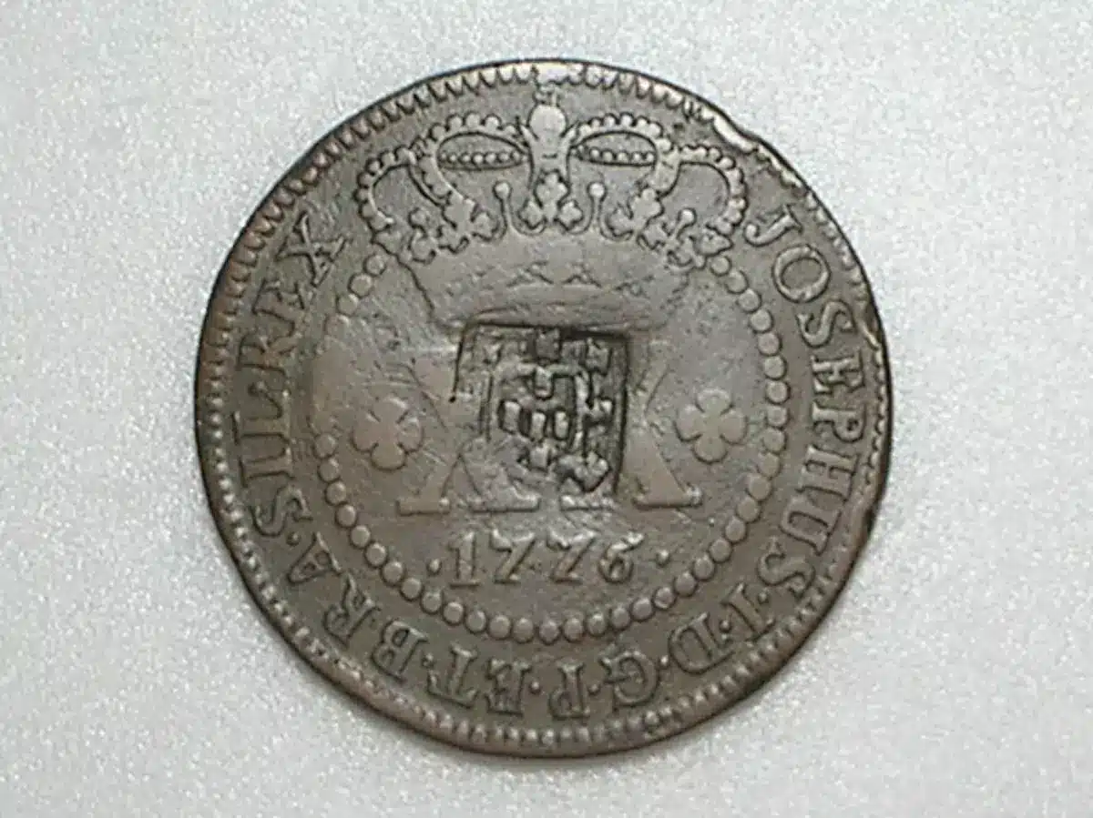 | Casa do Colecionador - Xx Rs. 1776 // Raríssima Variante Ponto Entre AS de Bra.sil // Coroa Alta // 43 Perolas // Escudete // Mbc // Cobre