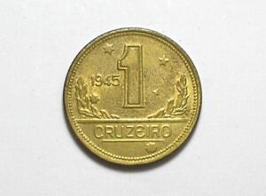 1 Cruzeiro - 1945 / Mapa do Brasil / Flor de cunho / Bz-Al