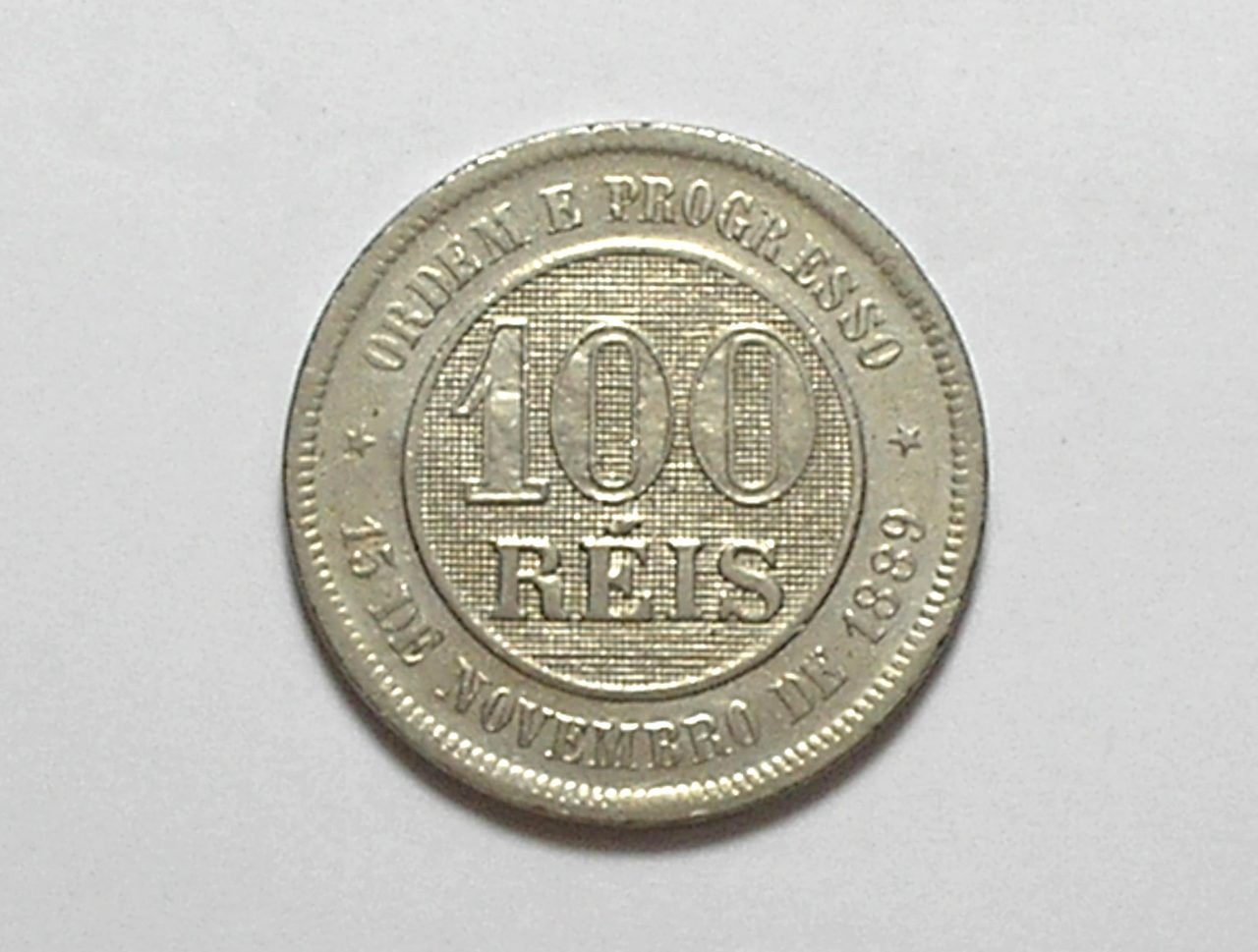 | Casa do Colecionador 100 Réis - 1889 / República / Níquel / Soberba - raro no estado