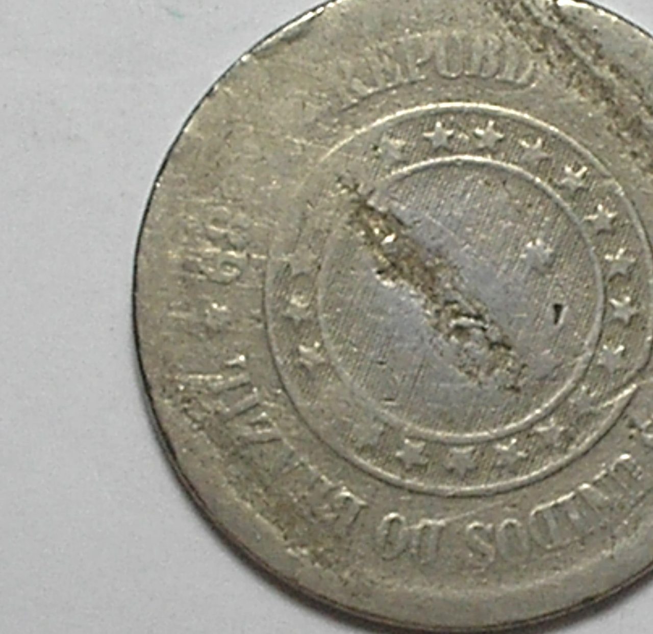| Casa do Colecionador 100 Réis - 1889 / Reverso Horizontal / Escassa / República / Níquel