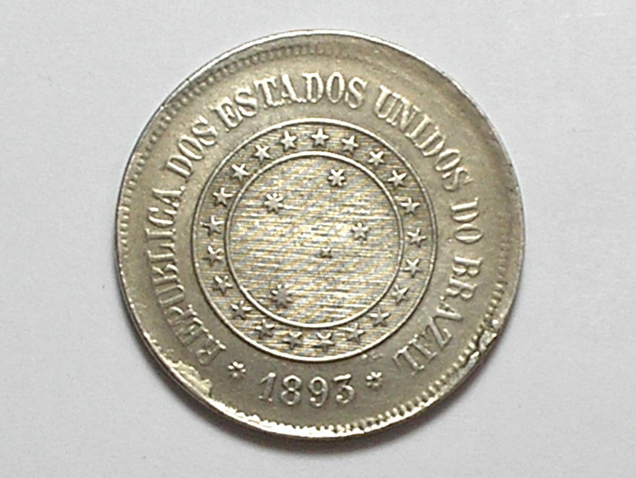 | Casa do Colecionador 100 Réis - 1893 - cunho rachado - República / Níquel / Mbc/Sob