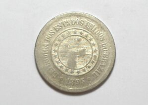 100 Réis - 1895 - Cunho raso / República / Níquel / Mbc