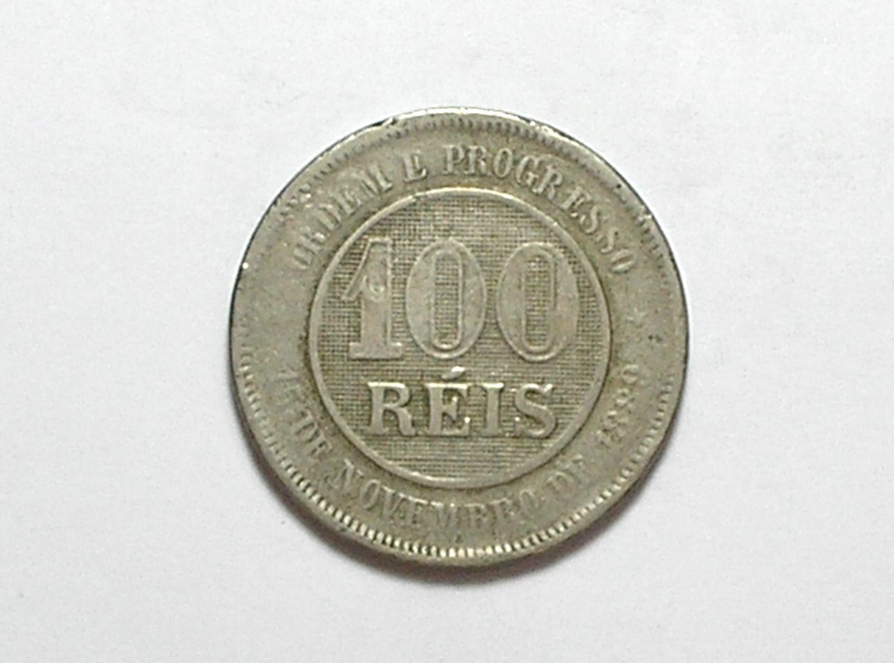 | Casa do Colecionador 100 Réis - 1896 / República / Níquel / Mbc