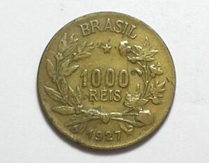 1.000 Réis - 1927 / Figura de mulher / Mbc / Bronze