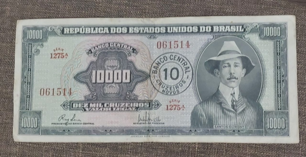 | Casa do Colecionador 10.000 Cruzeiros com carimbo de 10 Cruzeiros Novos Sku 1909