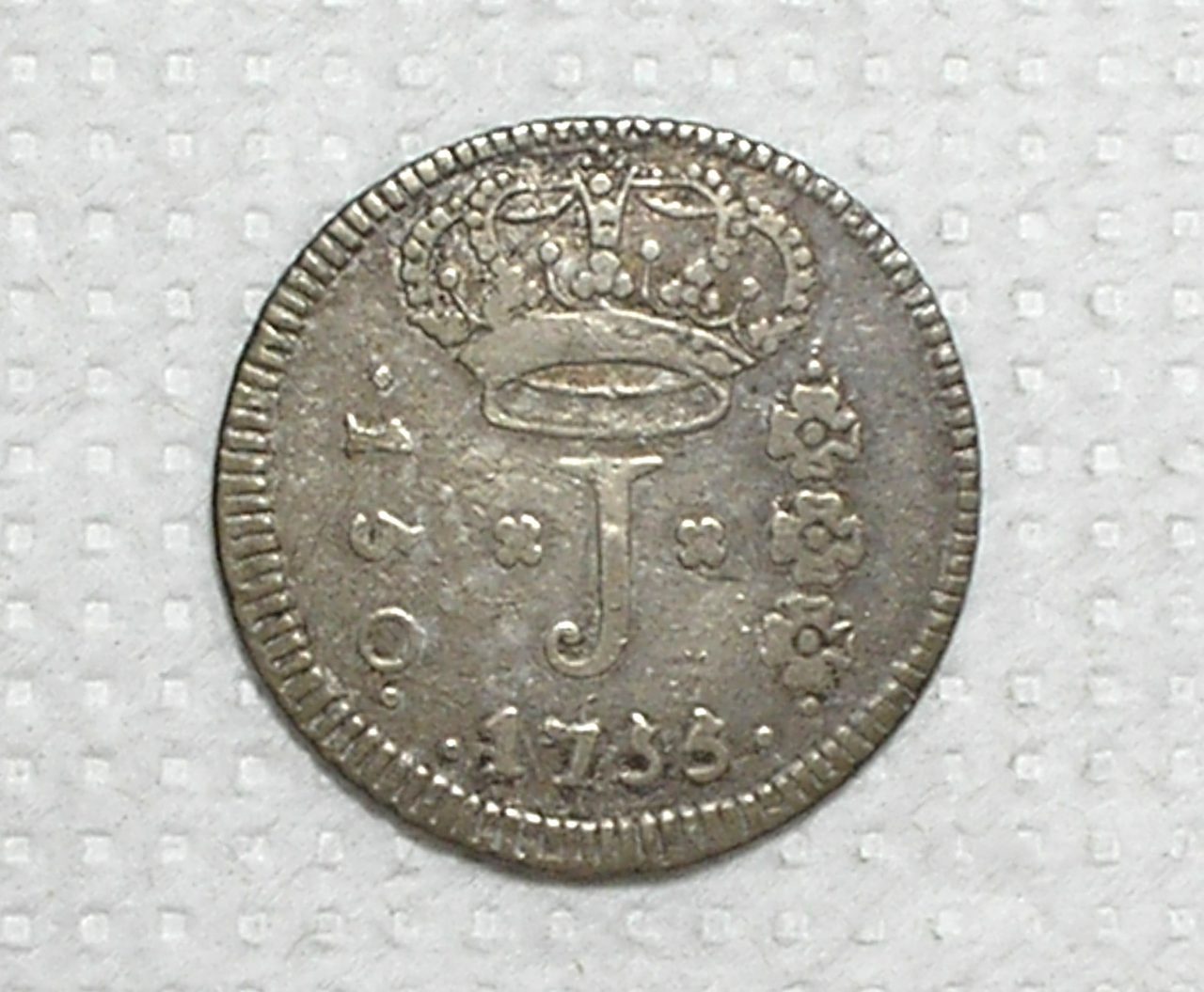 | Casa do Colecionador - 150 Réis - 1755 - Rio / Série Jota - Exemplar perfeito / Mbc / Prata / cod.300