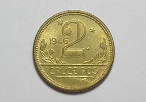 2 Cruzeiros - 1946 / Mapa do Brasil / Flor de cunho / Bz-Al