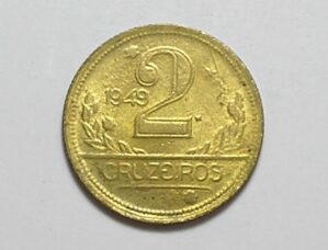 2 Cruzeiros - 1949 / Mapa do Brasil / Flor de cunho / Bz-Al