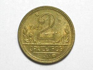 2 Cruzeiros - 1949 / Mapa do Brasil / Flor de cunho / Bz-Al