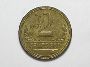 2 Cruzeiros - 1955 / Mapa do Brasil / Flor de cunho / Bz-Al