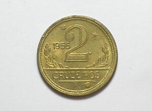2 Cruzeiros - 1955 / Mapa do Brasil / Flor de cunho / Bz-Al