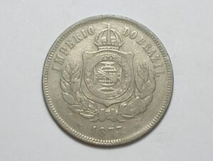 200 Réis - 1877 / Império / Mbc / Níquel - inteira ainda