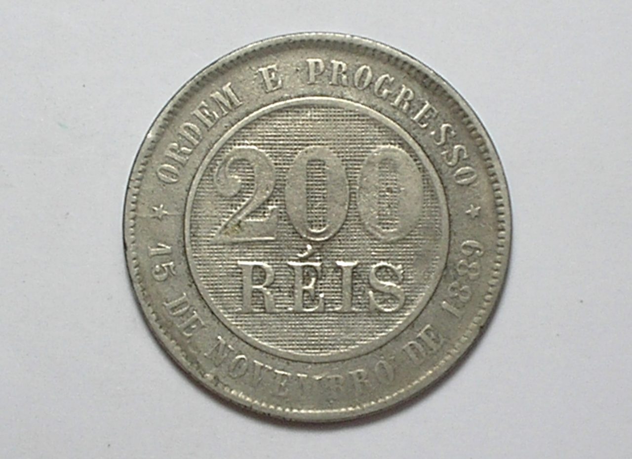 | Casa do Colecionador 200 Réis - 1893 / República / Bc/Mbc / Níquel