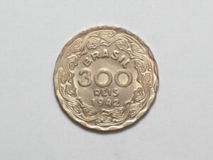 300 Réis - 1942 / Níquel Rosa / Flor de Cunho